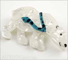 Erstwilder Brooch Pin Pav The Polar Bear Pearly White Blue Side