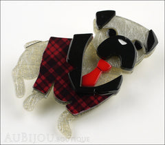 Erstwilder Brooch Pin Pete The Pug Dog Grey Red Side