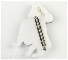 Erstwilder Brooch Pin Pete The Pug Dog White Mint Back