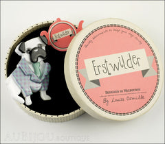 Erstwilder Brooch Pin Pete The Pug Dog White Mint Box