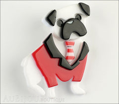 Erstwilder Brooch Pin Pete The Pug Dog White Red Front