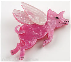Erstwilder Brooch Pin Pigs Can Fly Pearly Pink White Side