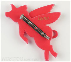Erstwilder Brooch Pin Pigs Can Fly Red Pearly White Back