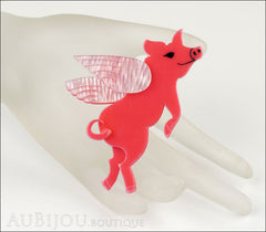 Erstwilder Brooch Pin Pigs Can Fly Red Pearly White Mannequin