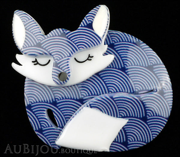 Erstwilder Brooch Pin Sacha Sleeping Fox Blue Scales Gallery