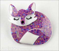 Erstwilder Brooch Pin Sacha Sleeping Fox Purple Front