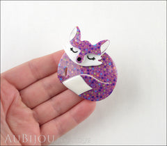 Erstwilder Brooch Pin Sacha Sleeping Fox Purple Model