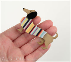 Erstwilder Brooch Pin Samuel The Silly Sausage Dachshund Pinstripes Model