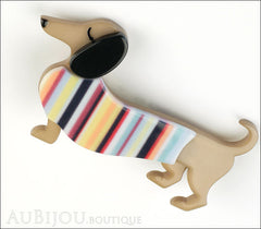 Erstwilder Brooch Pin Samuel The Silly Sausage Dachshund Pinstripes Side