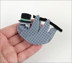 Erstwilder Brooch Pin Seth the Sloth Mint Green Purple Model