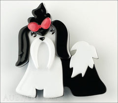 Erstwilder Brooch Pin Shona Shih Tzu Dog White Black Front
