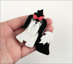 Erstwilder Brooch Pin Shona Shih Tzu Dog White Black Model