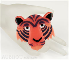 Erstwilder Brooch Pin Taj the Tiger Orange Red Black Mannequin