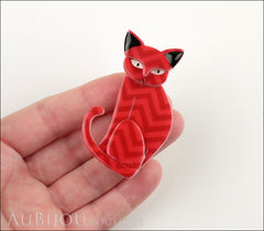 Erstwilder Brooch Pin Thomas Taffy Cat Red Chevron Model