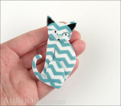 Erstwilder Brooch Pin Thomas Taffy Cat White Green Chevron Model