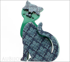 Erstwilder Cat Brooch Pin Purrfect Petunia Blue Grey Front