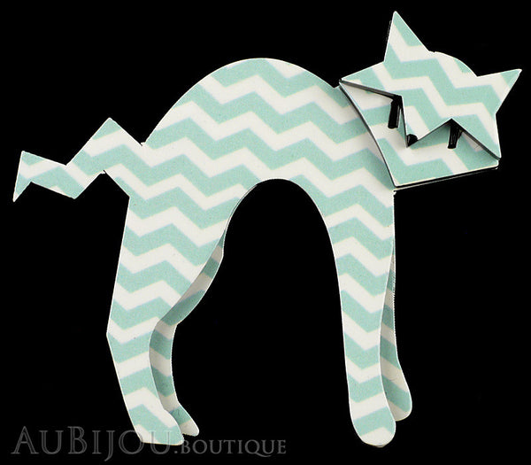 Erstwilder Cat Pin Brooch Breton Kitty Green Chevron Gallery