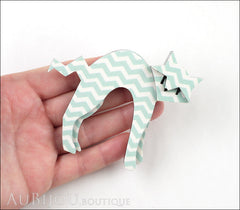 Erstwilder Cat Pin Brooch Breton Kitty Green Chevron Model