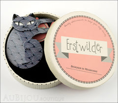 Erstwilder Cat Pin Brooch Curling Cassandra Blue Scales Box