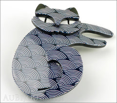 Erstwilder Cat Pin Brooch Curling Cassandra Blue Scales Side