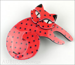 Erstwilder Cat Pin Brooch Curling Cassandra Red Black Front