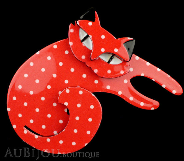 Erstwilder Cat Pin Brooch Curling Cassandra Red White Gallery