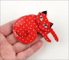 Erstwilder Cat Pin Brooch Curling Cassandra Red White Model