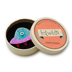 Erstwilder Close Encounter UFO Alien Brooch Pin Box
