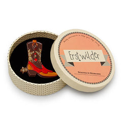 Erstwilder Cowboy Boot Scootin Brooch Pin Box