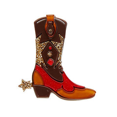 Erstwilder Cowboy Boot Scootin Brooch Pin Front