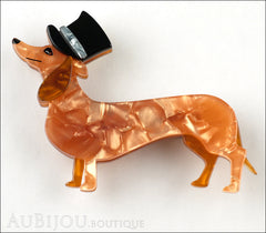 Erstwilder Dog Brooch Pin Dapper Dachshund Pearly Peach Front