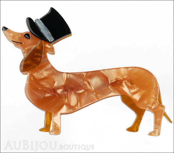 Erstwilder Dog Brooch Pin Dapper Dachshund Pearly Peach Gallery