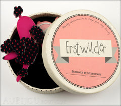 Erstwilder Dog Brooch Pin Pouncing Paulette Poodle Fuchsia Box