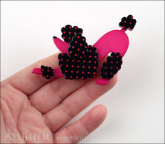 Erstwilder Dog Brooch Pin Pouncing Paulette Poodle Fuchsia Model