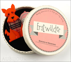 Erstwilder Dog Brooch Pin Scooter the Scottie Orange Box