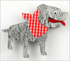 Erstwilder Dog Pin Brooch Staffy Stan Staffordshire Terrier Silver Grey Red Front
