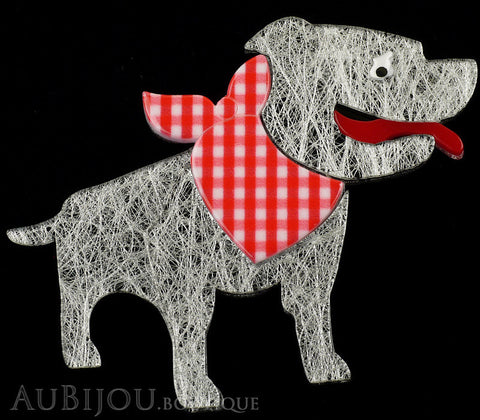 Erstwilder Dog Pin Brooch Staffy Stan Staffordshire Terrier Silver Grey Red Gallery