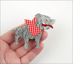 Erstwilder Dog Pin Brooch Staffy Stan Staffordshire Terrier Silver Grey Red Model