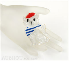 Erstwilder Brooch Pin Farrah the French Kitty Cat White Red Blue Mannequin