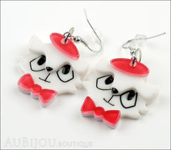 Erstwilder Earrings Farrah the French Kitty Cat White Red Side