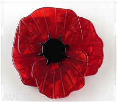 Erstwilder Flower Pin Brooch Poppy Field Red Black Front