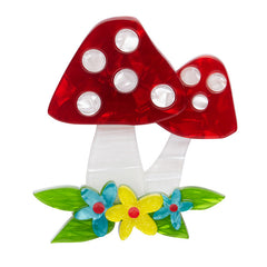 Erstwilder Forest Fun Guy Fly Amanita Mushroom Brooch Pin Front
