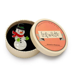 Erstwilder Gentleman Frost Snowman Christmas Brooch Pin Box