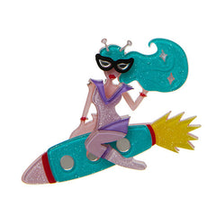Erstwilder Mizzi's Mission Space Rocket Brooch Pin Front