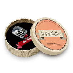 Erstwilder On Air Retro Microphone Brooch Pin Box