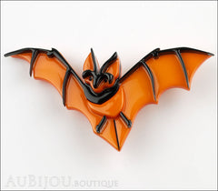 Erstwilder Pin Brooch Bill The Bashful Bat Halloween Orange Front