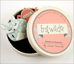 Erstwilder Brooch Pin Sacha Sleeping Fox Mint Polka Dot Box