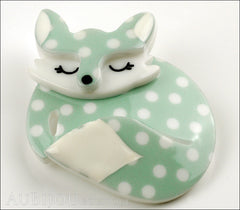 Erstwilder Brooch Pin Sacha Sleeping Fox Mint Polka Dot Side