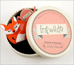 Erstwilder Brooch Pin Sacha Sleeping Fox Orange Box