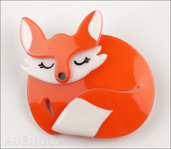 Erstwilder Brooch Pin Sacha Sleeping Fox Orange Front